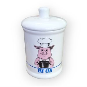 Vintage Fat Can Jar with Lid Pig Chef Container for Grease